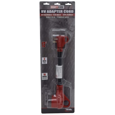 Valterra 15AM-30AF ADAPTER CORD, 12IN, RED, CARDED A10-1530HVP